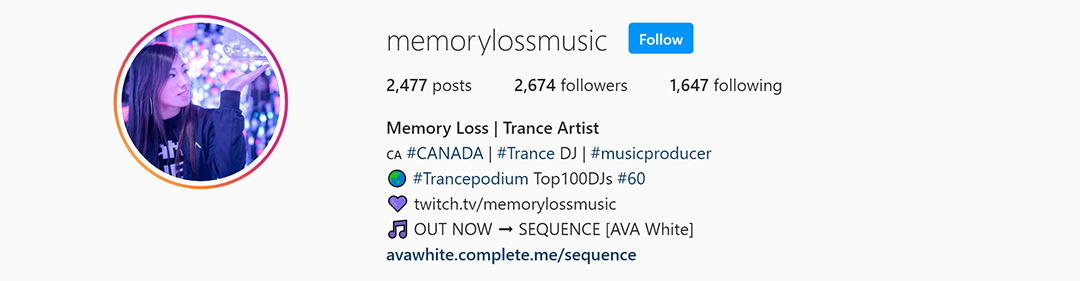 Instagram bio Memoryloss