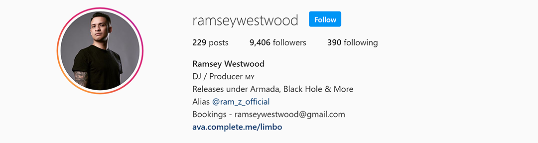 Instagram bio Ramsey Westwood