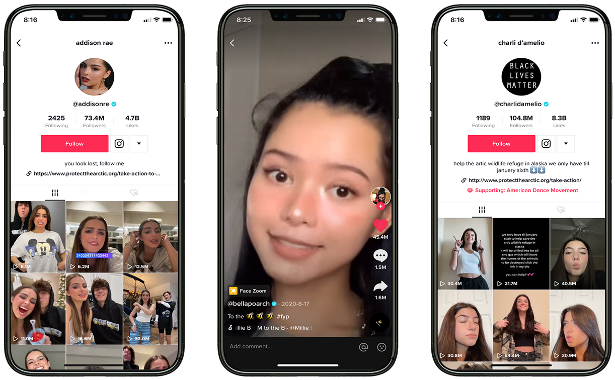 Top influencers and most liked video on TikTok