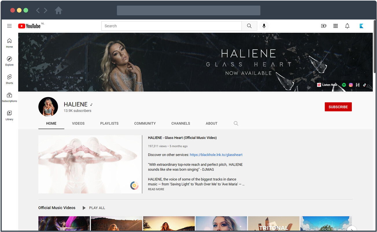 YouTube Official Artist Channel Haliene 1